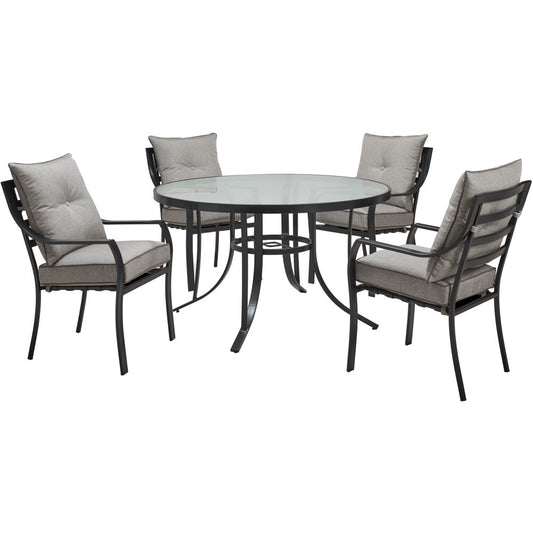 Hanover Lavallette5pc: 4 Dining Chairs and Round Glass Table87