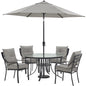 Hanover Lavallette5pc: 4 Dining Chairs, Round Glass Tbl, Umbrella & Base88