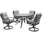 Hanover Lavallette5pc: 4 Swivel Dining Chairs and Round Glass Table95