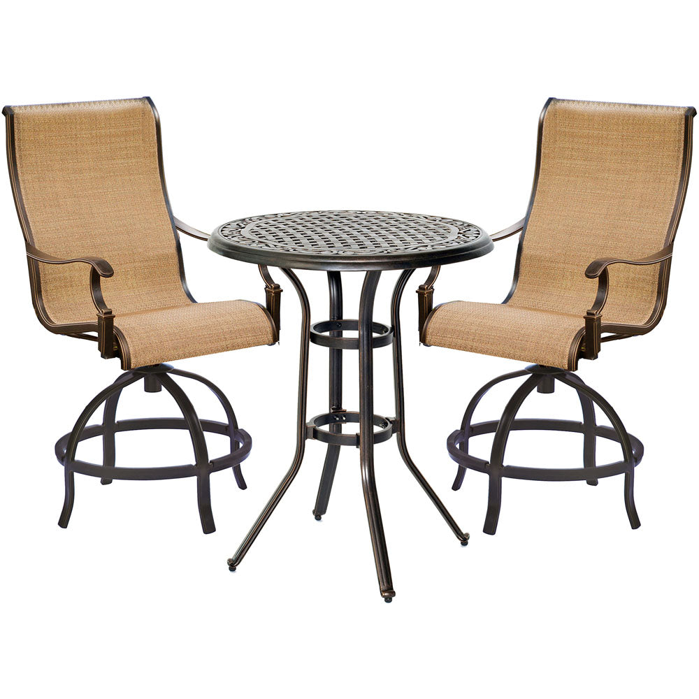 Hanover Manor3pc: 2 Sling Counter Height Swvl Chairs, 30" Rnd Cast Table (36"H)114