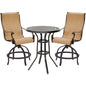 Hanover Manor3pc: 2 Sling Counter Height Swvl Chairs, 30" Rnd Cast Table (36"H)114
