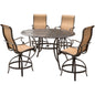 Hanover Manor5pc: 4 Sling Counter Height Swvl Chairs, 60" Rnd Cast Table (36"H)117
