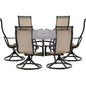 Hanover Manor7pc: 6 Sling Swivel Rockers, 60" Round Cast Table125