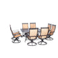 Hanover Manor9pc: 8 Sling Swivel Rockers, 60" Square Cast Table132