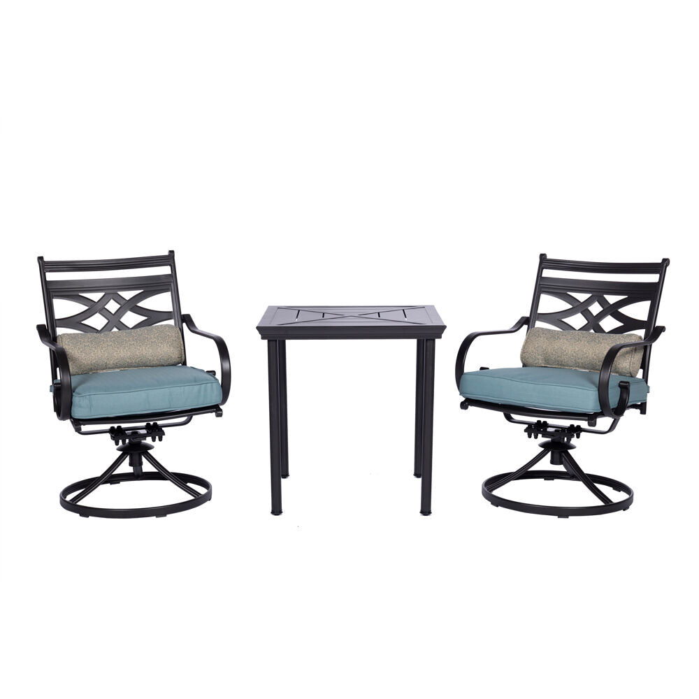 Hanover Montclair3pc: 2 Swivel Rockers, 27" Square BistroTable146