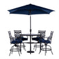 Hanover Montclair5pc High Dining: 4 Swivel Chairs, 33" Sq High Tbl, Umb & Base155