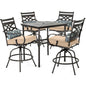 Hanover Montclair5pc High Dining: 4 Swivel Chairs, 33" Sq High Dining Table157