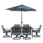 Hanover Montclair7pc: 6 Swivel Rockers, 40x66" Dining Table, Umbrella & Base169