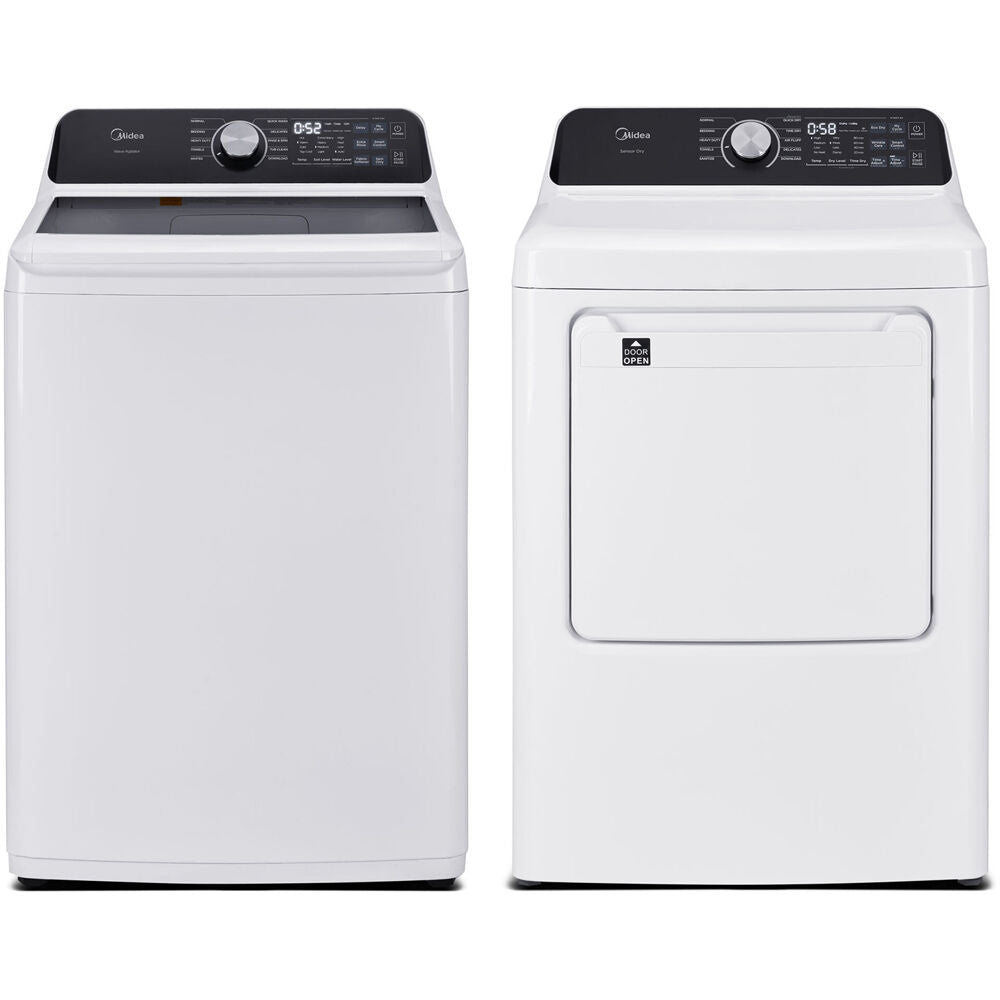 Midea 4.4 CF Top Load Washer(MLTW44A4BWW) & 7.0 CF Electric Dryer(MLTE45N4BWW),Laundry