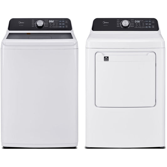 Midea 4.4 CF Top Load Washer (MLTW44A4BWW) & 7.0 CF Gas Dryer (MLTG45N4BWW),Laundry