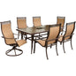 Hanover Monaco7pc: 4 Sling Dining Chrs, 2 Sling Swivel Rckrs, 40x68" Tile Tbl195