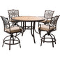 Hanover Monaco5pc: 4 Cush Sling Swvl Cntr Height Chrs, 56" Rnd Tile Table(36"H)200