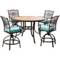 Hanover Monaco5pc: 4 Cush Sling Swvl Cntr Height Chrs, 56" Rnd Tile Table(36"H)201