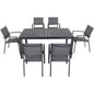 Hanover Naples7pc: 6 Aluminum Sling Chairs, 63x35" Aluminum Slat Table236
