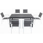 Hanover Naples7pc: 6 Aluminum Sling Chairs, 63x35" Aluminum Slat Table238