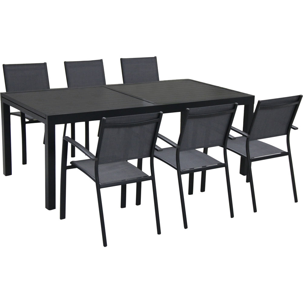Hanover Naples 7pc Dining Set: 6 Sling Back Chairs, 1 Aluminum Table241