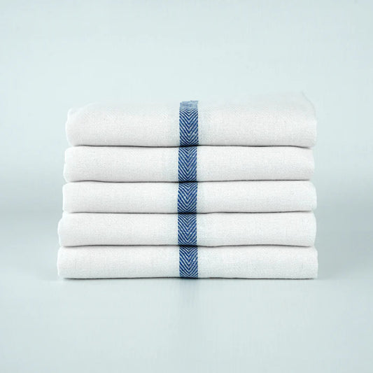 16X28 21 OZ MULTI BLUE STRIPE GLASS TOWEL