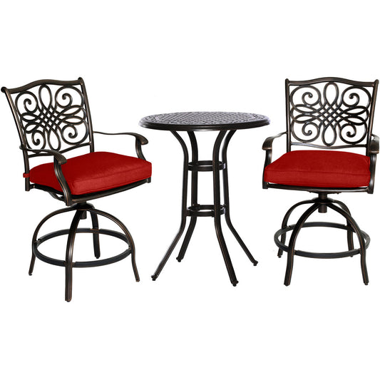 Hanover Traditions3pc: 2 Counter Height Swivel Chairs, 30" Round Cast Tbl (36"H)245