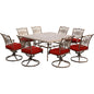 Hanover Traditions9pc: 8 Swivel Rockers, 60" Square Cast Table250