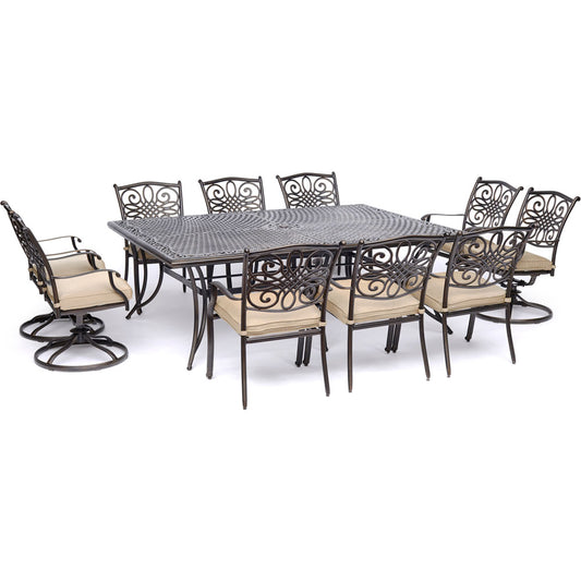 Hanover Traditions11pc: 6 Dining Chairs, 4 Swivel Rockers, 60x84" Cast Table257