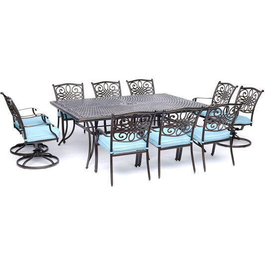 Hanover Traditions11pc: 6 Dining Chairs, 4 Swivel Rockers, 60x84" Cast Table258