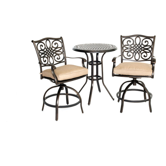 Hanover Traditions3pc: 2 Counter Height Swivel Chairs, 30" Round Cast Tbl (36"H)263