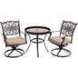 Hanover Traditions3pc: 2 Swivel Rockers, 30" Round Glass Top Table264
