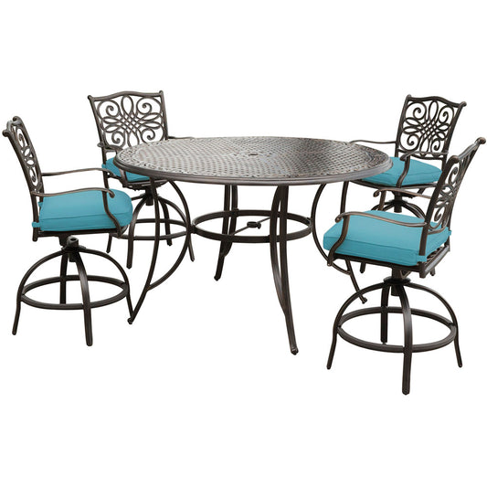 Hanover Traditions5pc: 4 Counter Height Swivel Chairs, 60" Rnd Cast Table (36"H)270