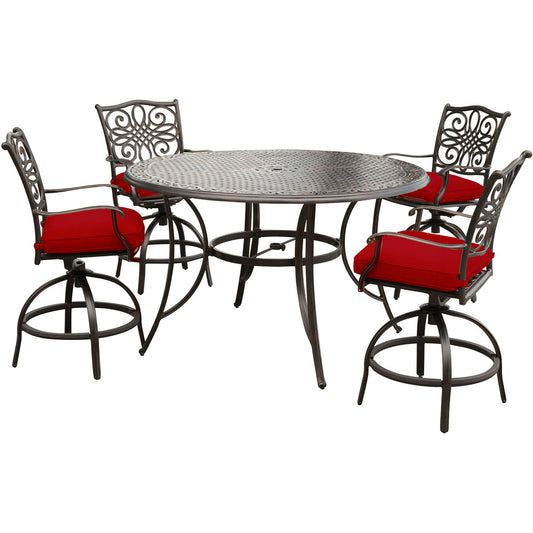 Hanover Traditions5pc: 4 Counter Height Swivel Chairs, 60" Rnd Cast Table (36"H)271