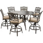 Hanover Traditions7pc: 6 Countr Hght Swivel Chairs, 60" Round Cast Tbl (36"H)281
