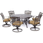 Hanover Traditions7pc: 6 Swivel Rockers, 60" Round Cast Table295
