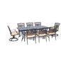 Hanover Traditions9pc: 6 Dining Chairs, 2 Swivel Rockers, 42x84" Cast Table309