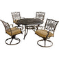 Hanover Traditions5pc: 4 Swivel Rockers, 48" Round Cast Table323