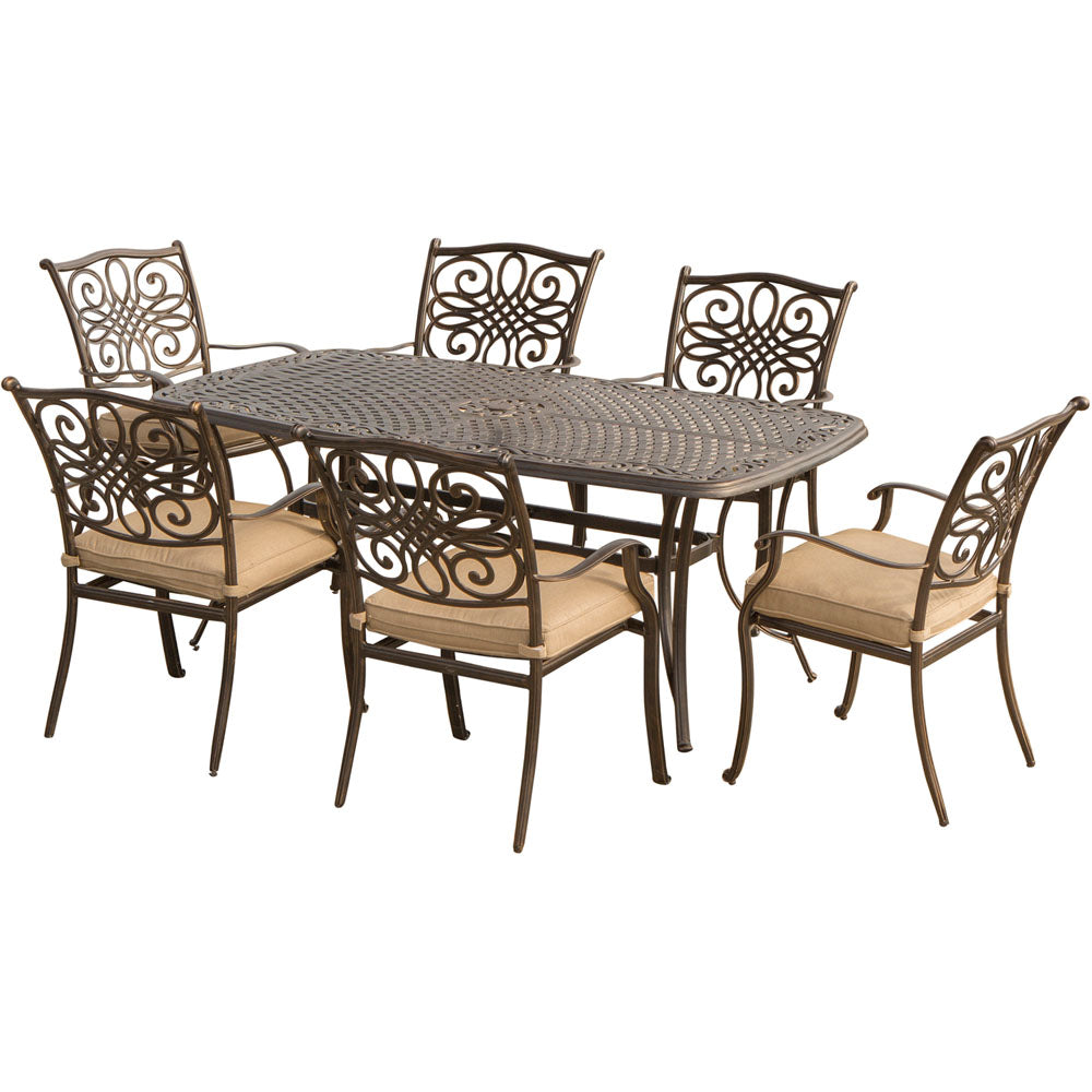 Hanover Traditions7pc: 6 Dining Chairs, 38x72" Cast Table325