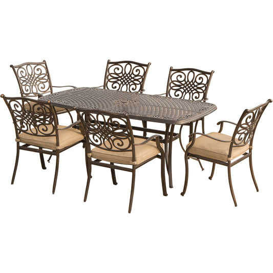 Hanover Traditions7pc: 6 Dining Chairs, 38x72" Cast Table325