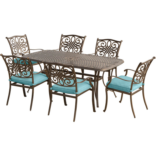 Hanover Traditions7pc: 6 Dining Chairs, 38x72" Cast Table326